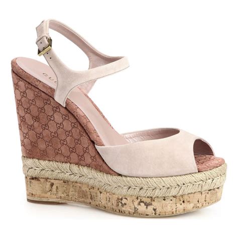 gucci hollie suede cork wedge sandals|Wedge Sandals for Women .